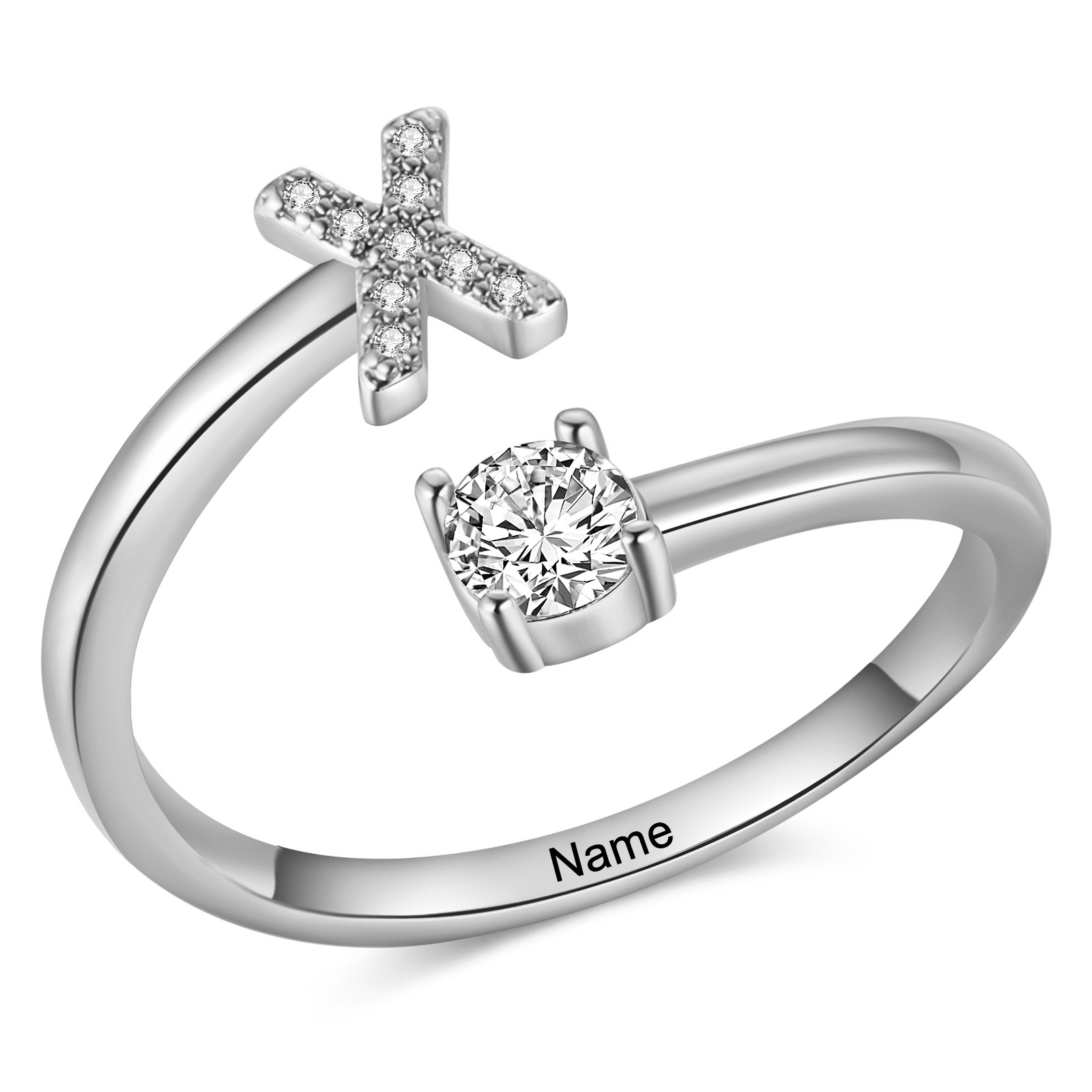 Personalised Open Ring Customised 1 Name and 1 Initial Gift for Her