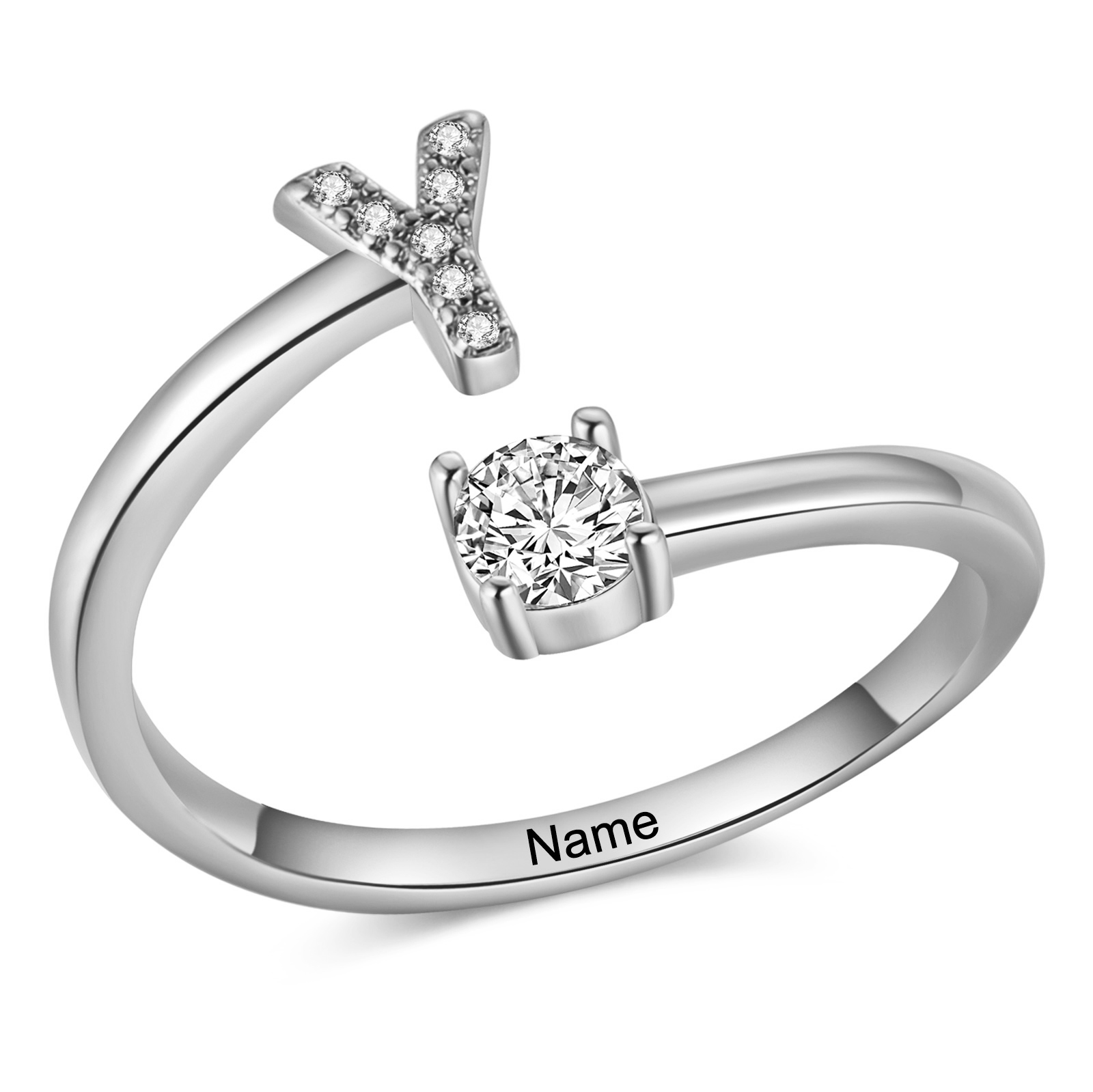 Personalised Open Ring Customised 1 Name and 1 Initial Gift for Her