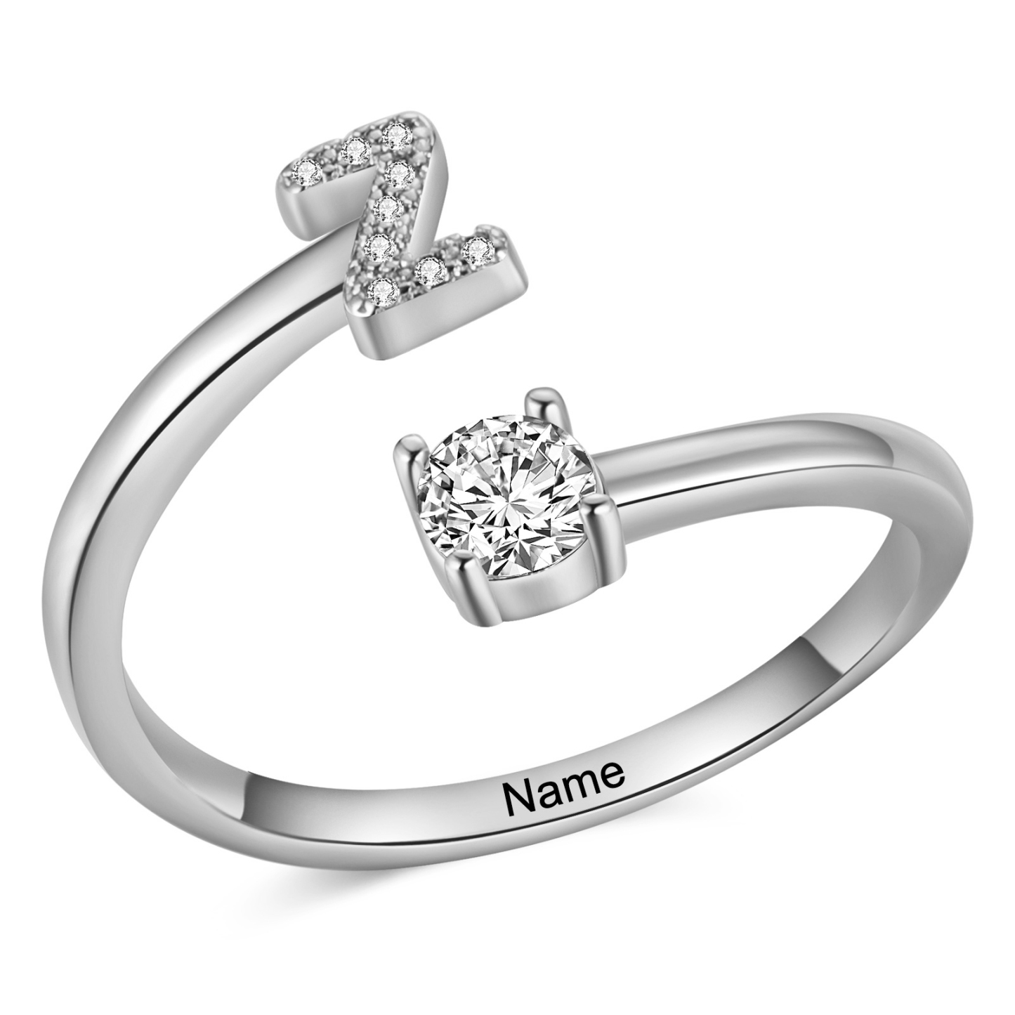 Personalised Open Ring Customised 1 Name and 1 Initial Gift for Her