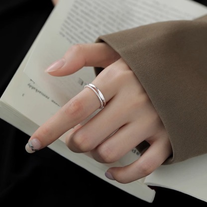 Open Adjustable Silver Ring for Women – Elegant Design Gift for Family or Friends | Jessemade