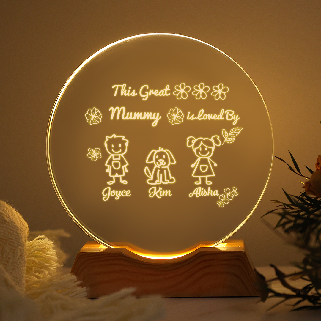 Personalised Crystal LED Night Light, customised with 1 to 6 children’s names