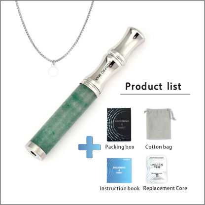 Tiger’s Eye Stone Breathing Necklace, Steel Accents