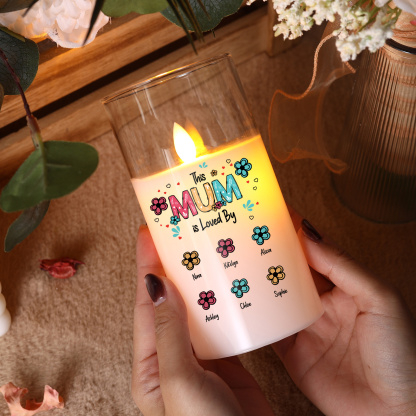Personalised “This Mum Is Loved By” LED Glass Candle