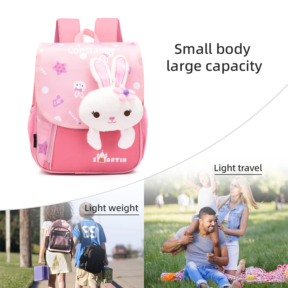 Personalised Pink Bunny Yellow Tiger Blue Dinosaur Children School Bag Embroidery Name Black Backpack Customised Schoolbag Travel Bag For Kids