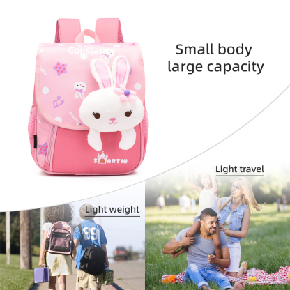 Personalised Pink Bunny Yellow Tiger Blue Dinosaur Children School Bag Embroidery Name Black Backpack Customised Schoolbag Travel Bag For Kids