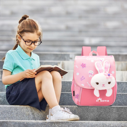 Personalised Pink Bunny Yellow Tiger Blue Dinosaur Children School Bag Embroidery Name Black Backpack Customised Schoolbag Travel Bag For Kids