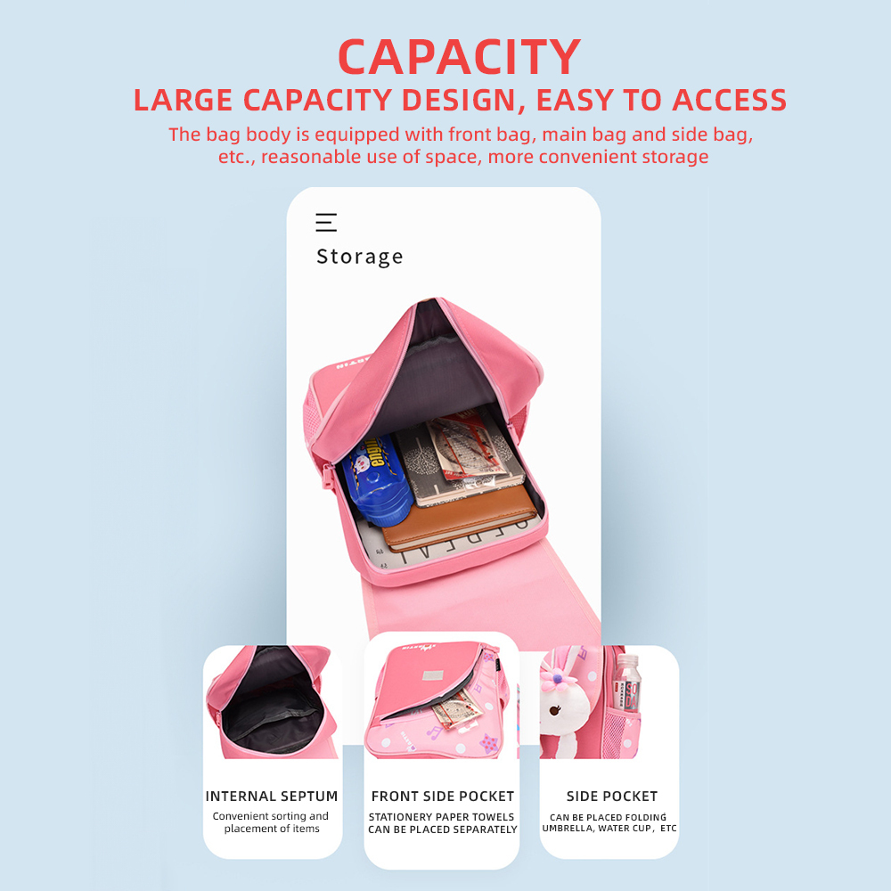 Personalised Pink Bunny Yellow Tiger Blue Dinosaur Children School Bag Embroidery Name Black Backpack Customised Schoolbag Travel Bag For Kids