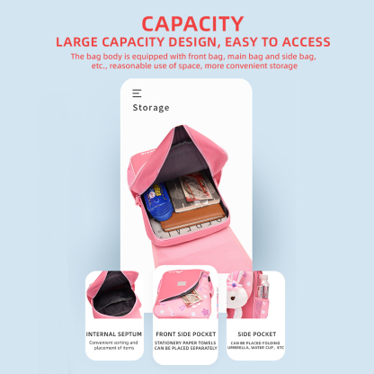 Personalised Pink Bunny Yellow Tiger Blue Dinosaur Children School Bag Embroidery Name Black Backpack Customised Schoolbag Travel Bag For Kids