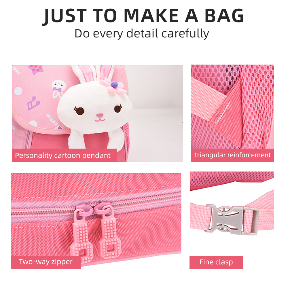 Personalised Pink Bunny Yellow Tiger Blue Dinosaur Children School Bag Embroidery Name Black Backpack Customised Schoolbag Travel Bag For Kids