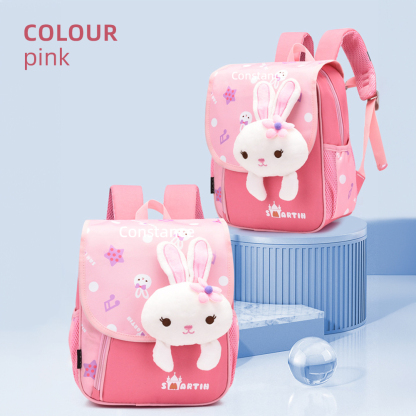 Personalised Pink Bunny Yellow Tiger Blue Dinosaur Children School Bag Embroidery Name Black Backpack Customised Schoolbag Travel Bag For Kids