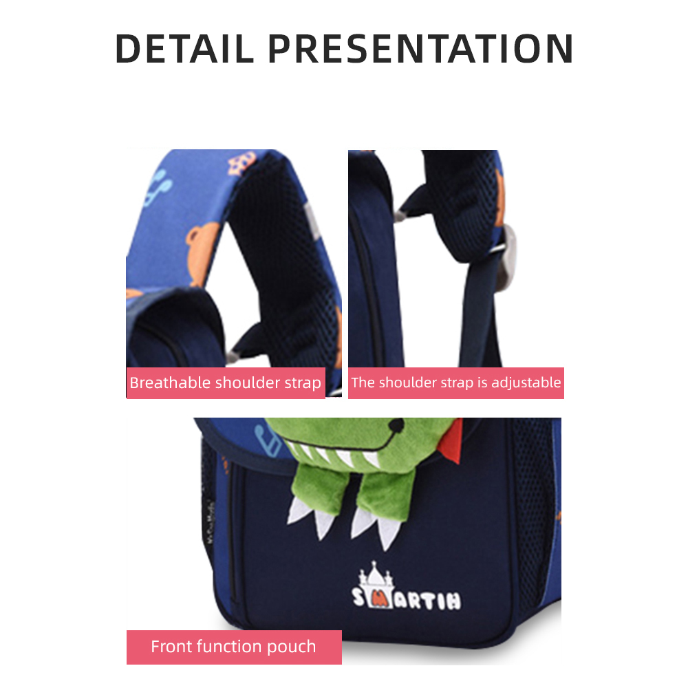 Personalised Pink Bunny Yellow Tiger Blue Dinosaur Children School Bag Embroidery Name Black Backpack Customised Schoolbag Travel Bag For Kids