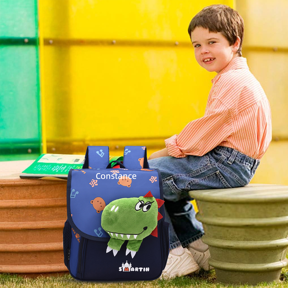 Personalised Pink Bunny Yellow Tiger Blue Dinosaur Children School Bag Embroidery Name Black Backpack Customised Schoolbag Travel Bag For Kids