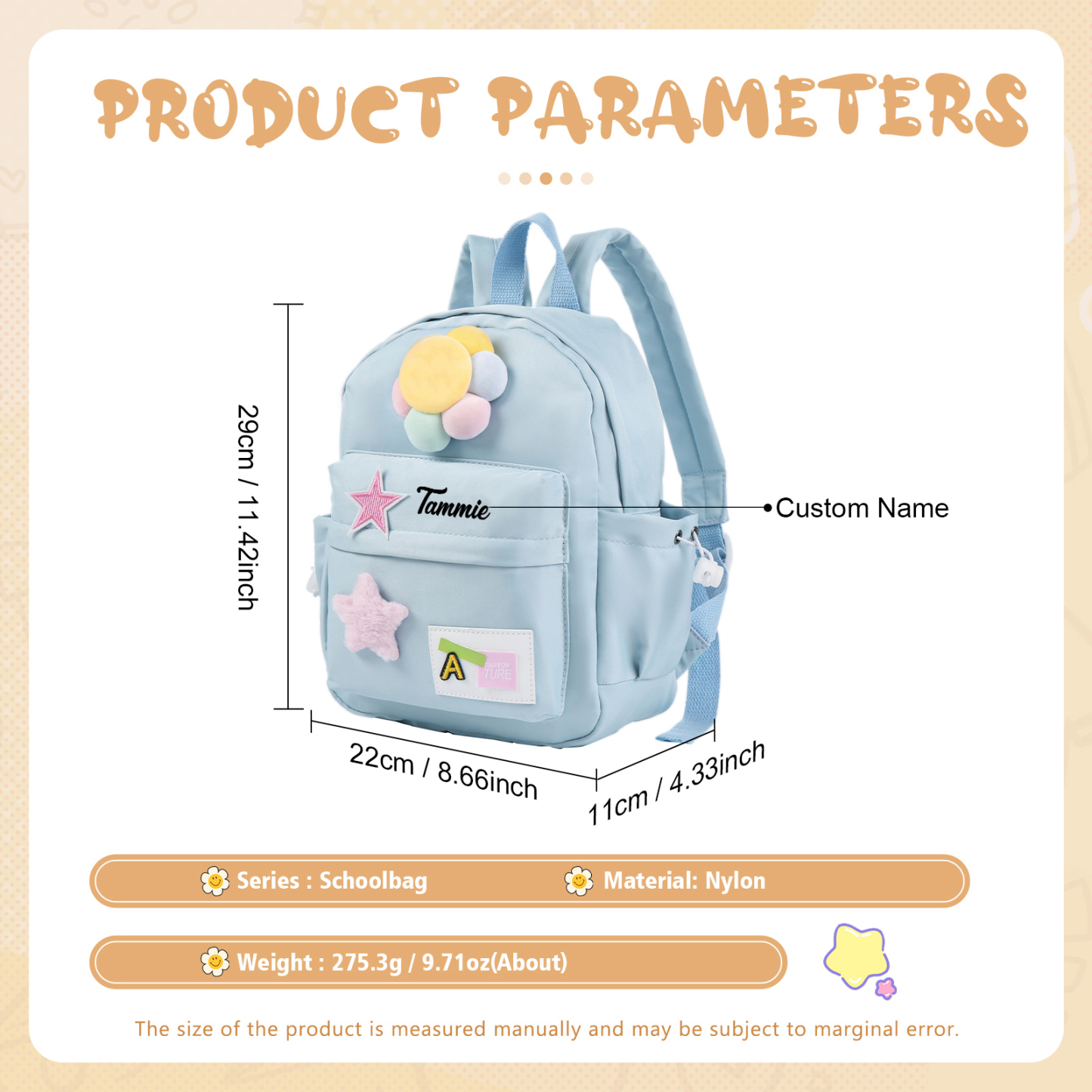 Personalised Name Cute School Bag Custom Nylon Backpack Back To School Gift for Kids-Jessemade AU