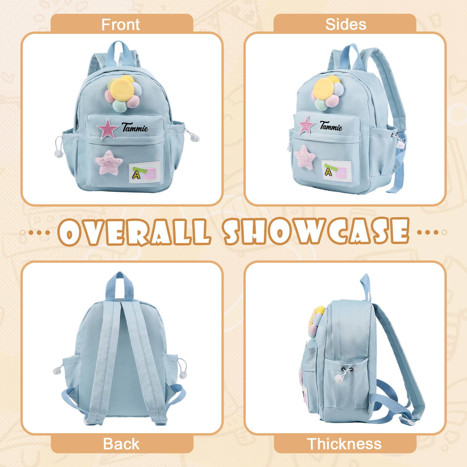 Personalised Name Cute School Bag Custom Nylon Backpack Back To School Gift for Kids-Jessemade AU