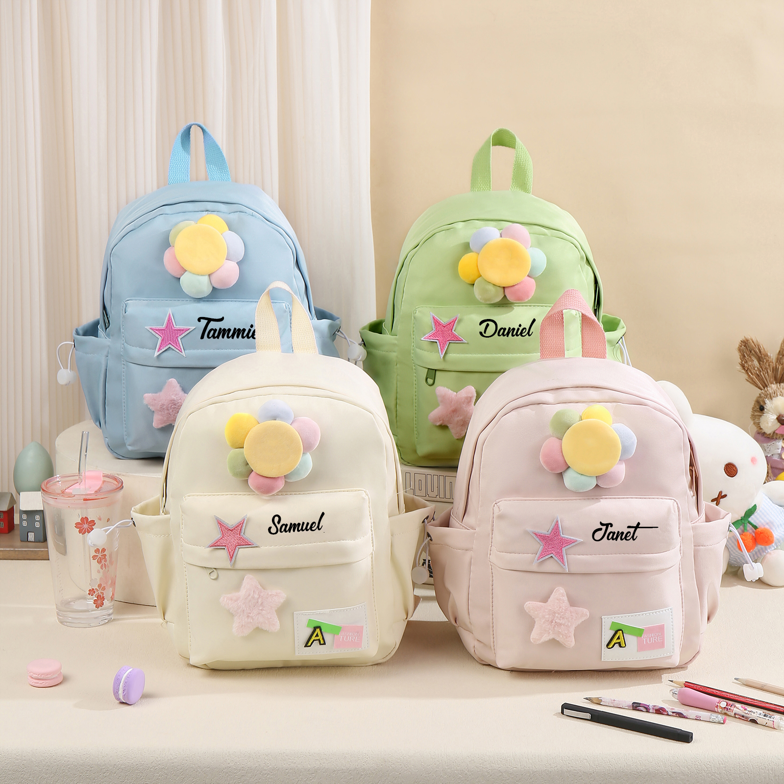 Personalised Name Cute School Bag Custom Nylon Backpack Back To School Gift for Kids
