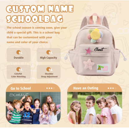Personalised Name Cute School Bag Custom Nylon Backpack Back To School Gift for Kids-Jessemade AU
