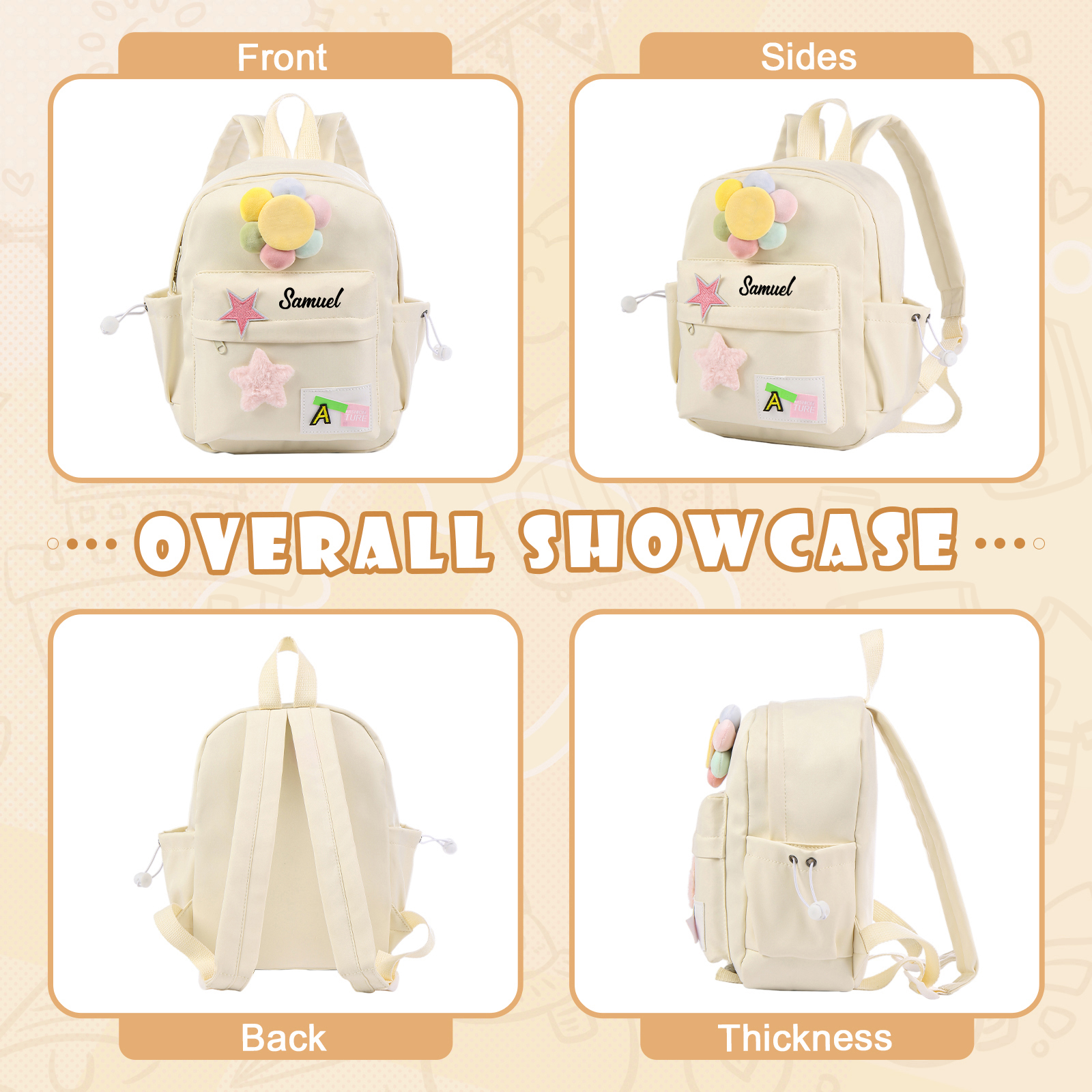 Personalised Name Cute School Bag Custom Nylon Backpack Back To School Gift for Kids-Jessemade AU