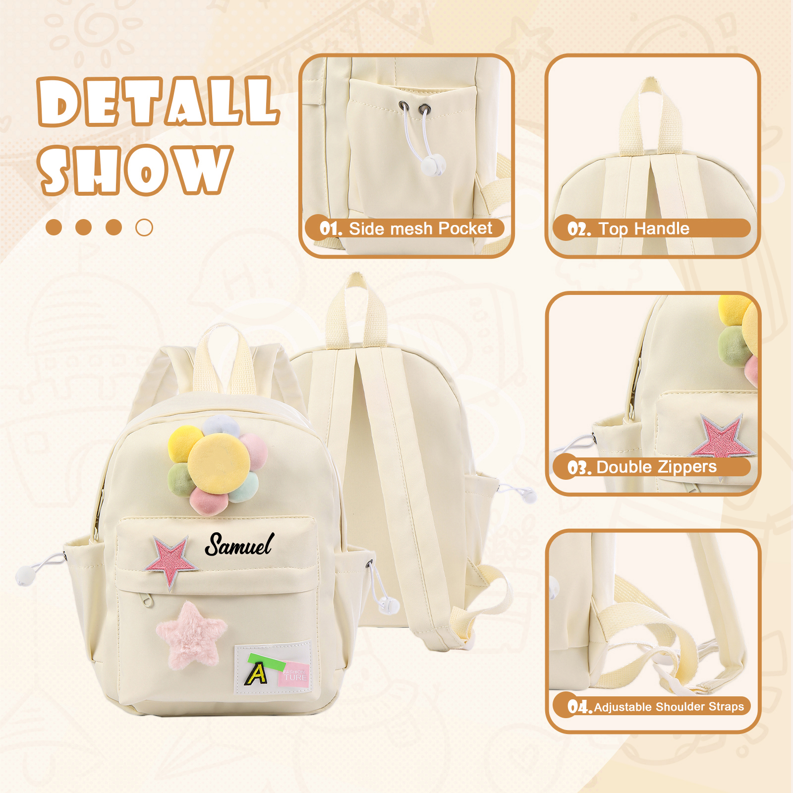 Personalised Name Cute School Bag Custom Nylon Backpack Back To School Gift for Kids-Jessemade AU