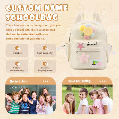 Personalised Name Cute School Bag Custom Nylon Backpack Back To School Gift for Kids-Jessemade AU