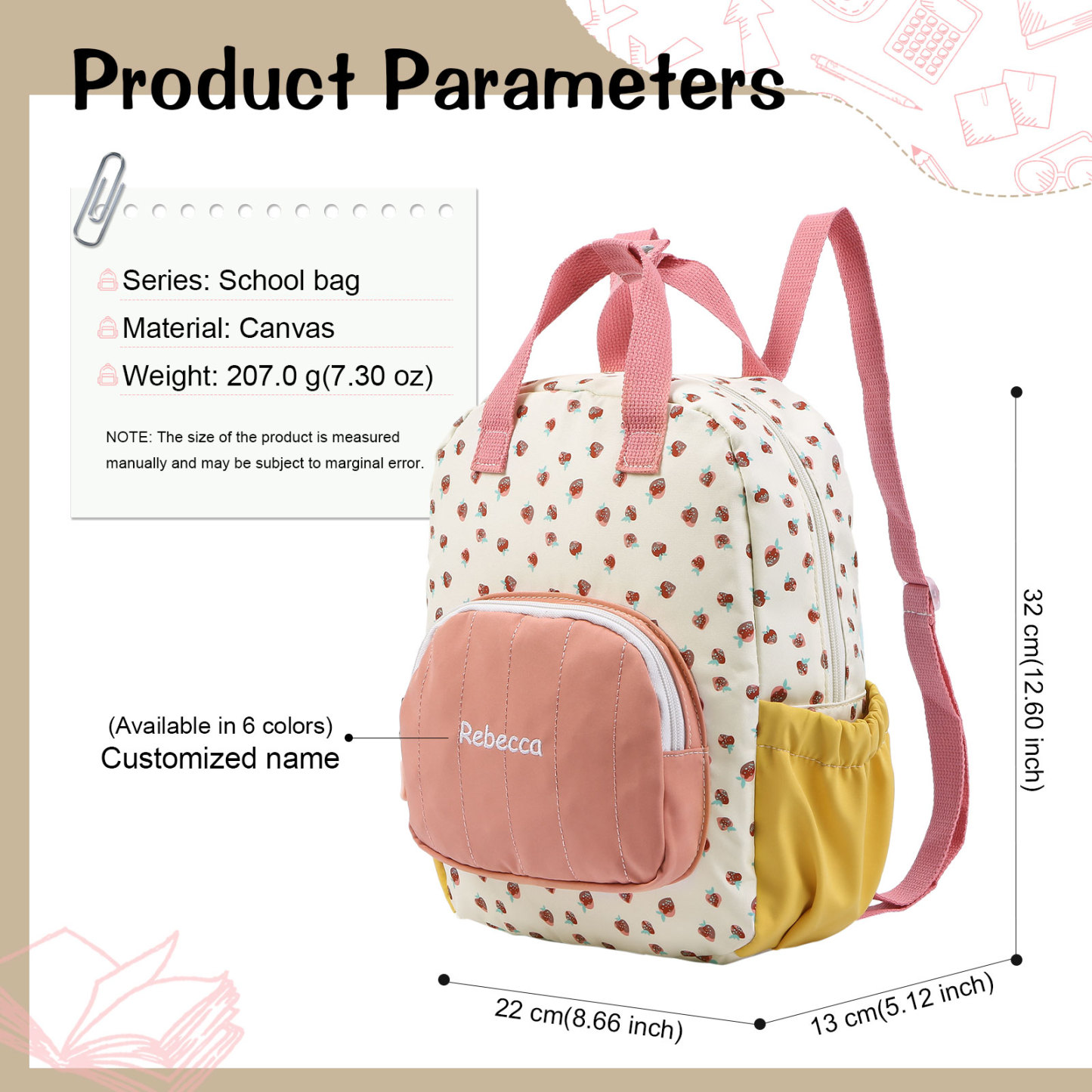 Personalised 1 Name Kids' Backpack A Practical & Heartfelt Gift