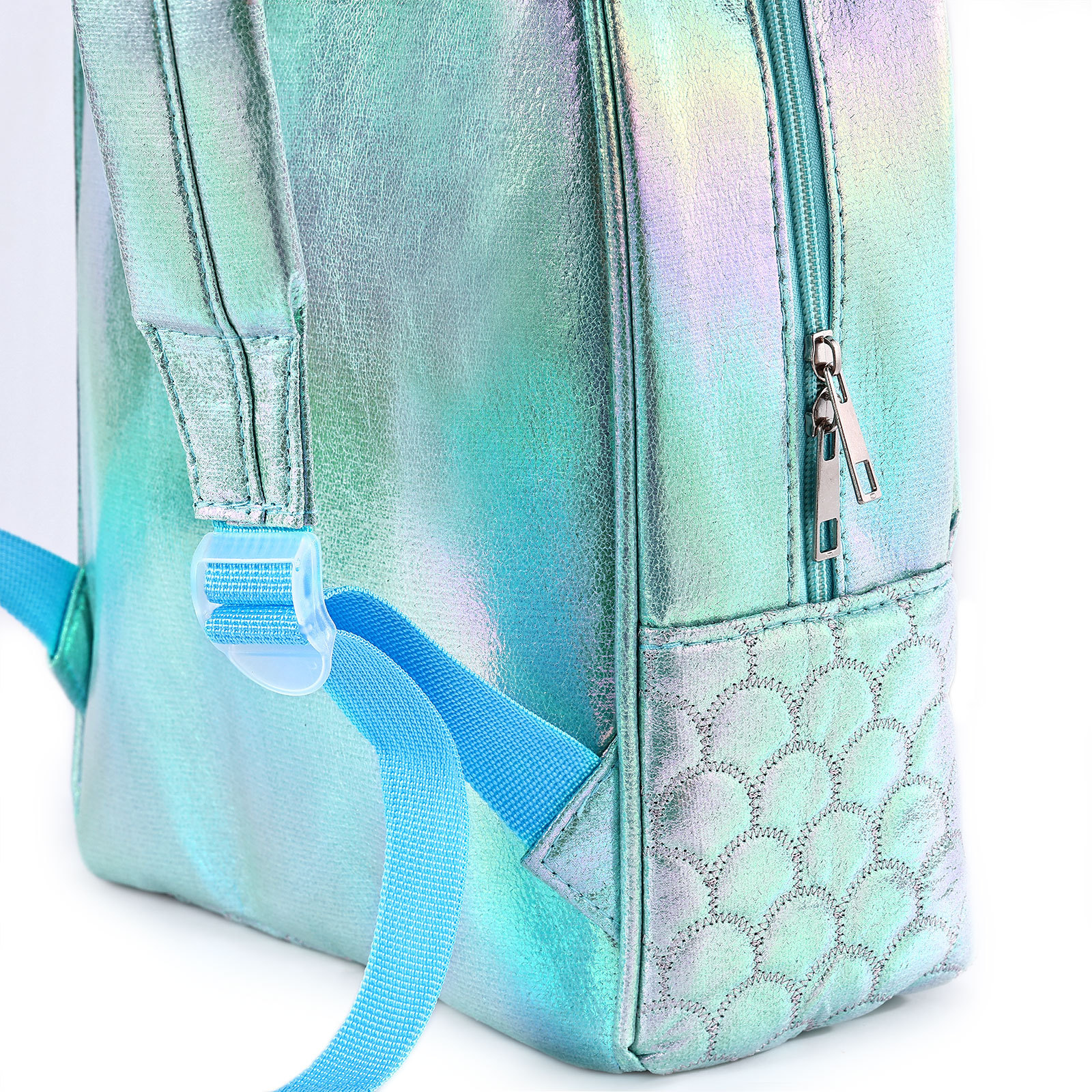 Personalised Embroidery Name Girls Holographic Quilted Pattern Fish Tail Decor Classic Backpack Gift for Kids