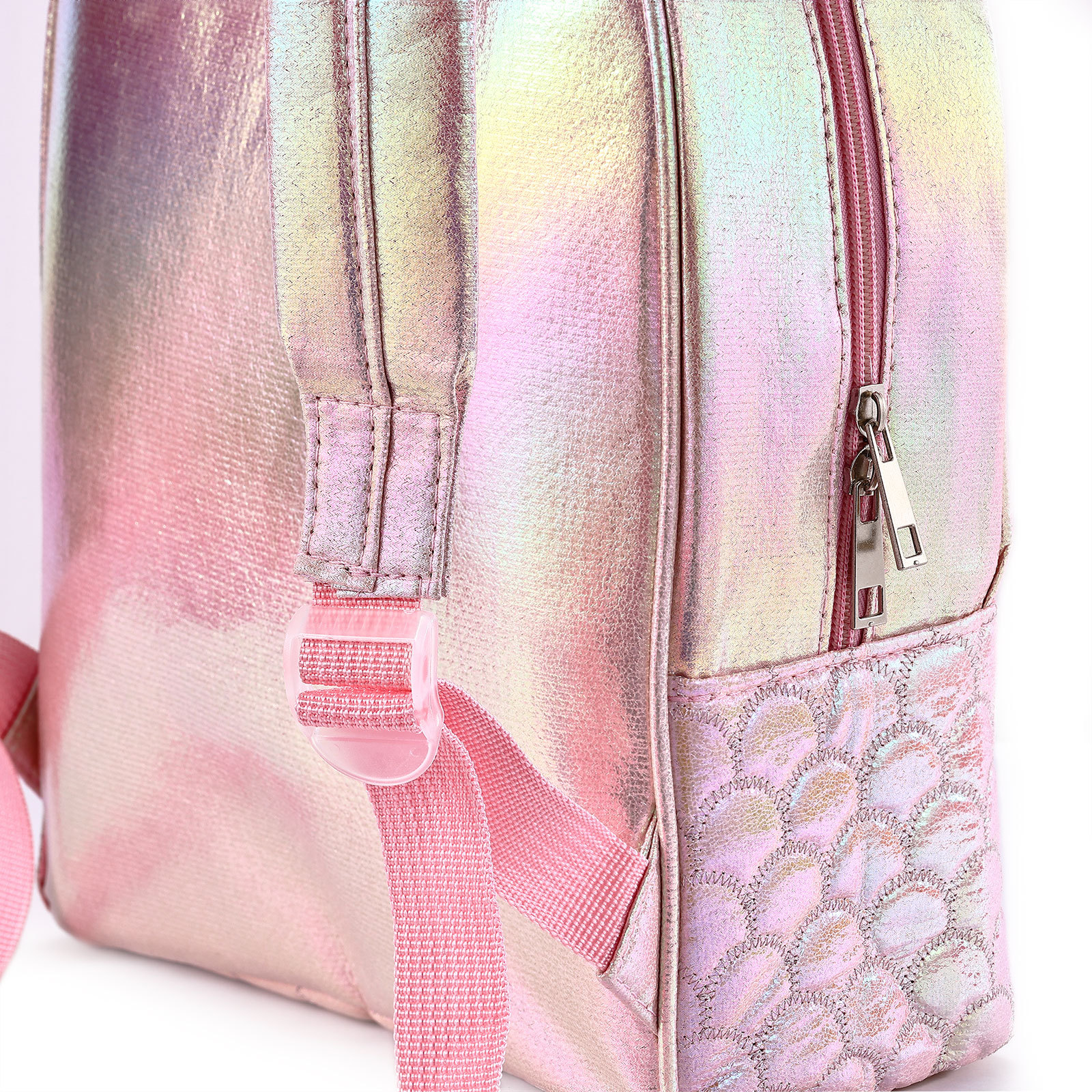 Personalised Embroidery Name Girls Holographic Quilted Pattern Fish Tail Decor Classic Backpack Gift for Kids