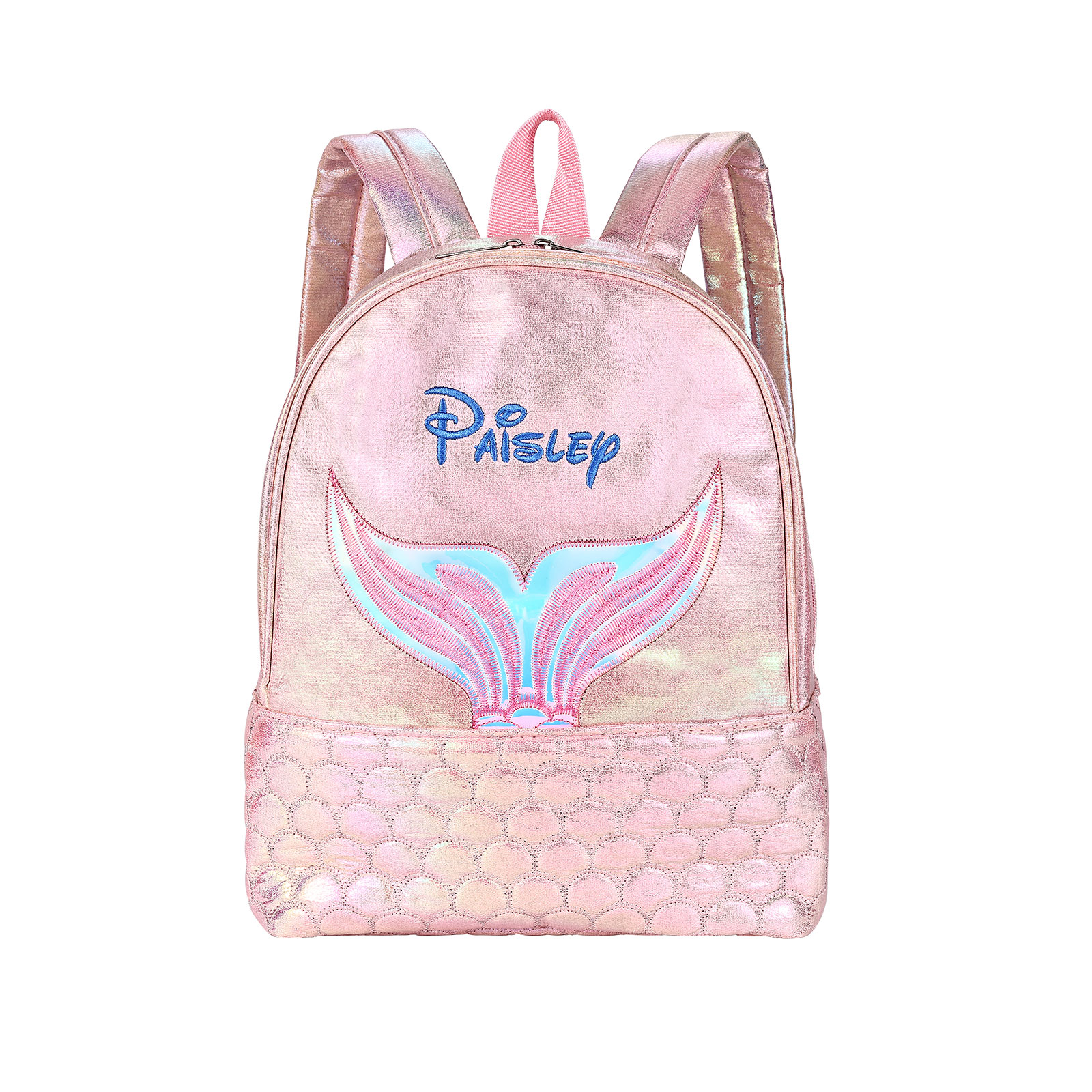 Personalised Embroidery Name Girls Holographic Quilted Pattern Fish Tail Decor Classic Backpack Gift for Kids