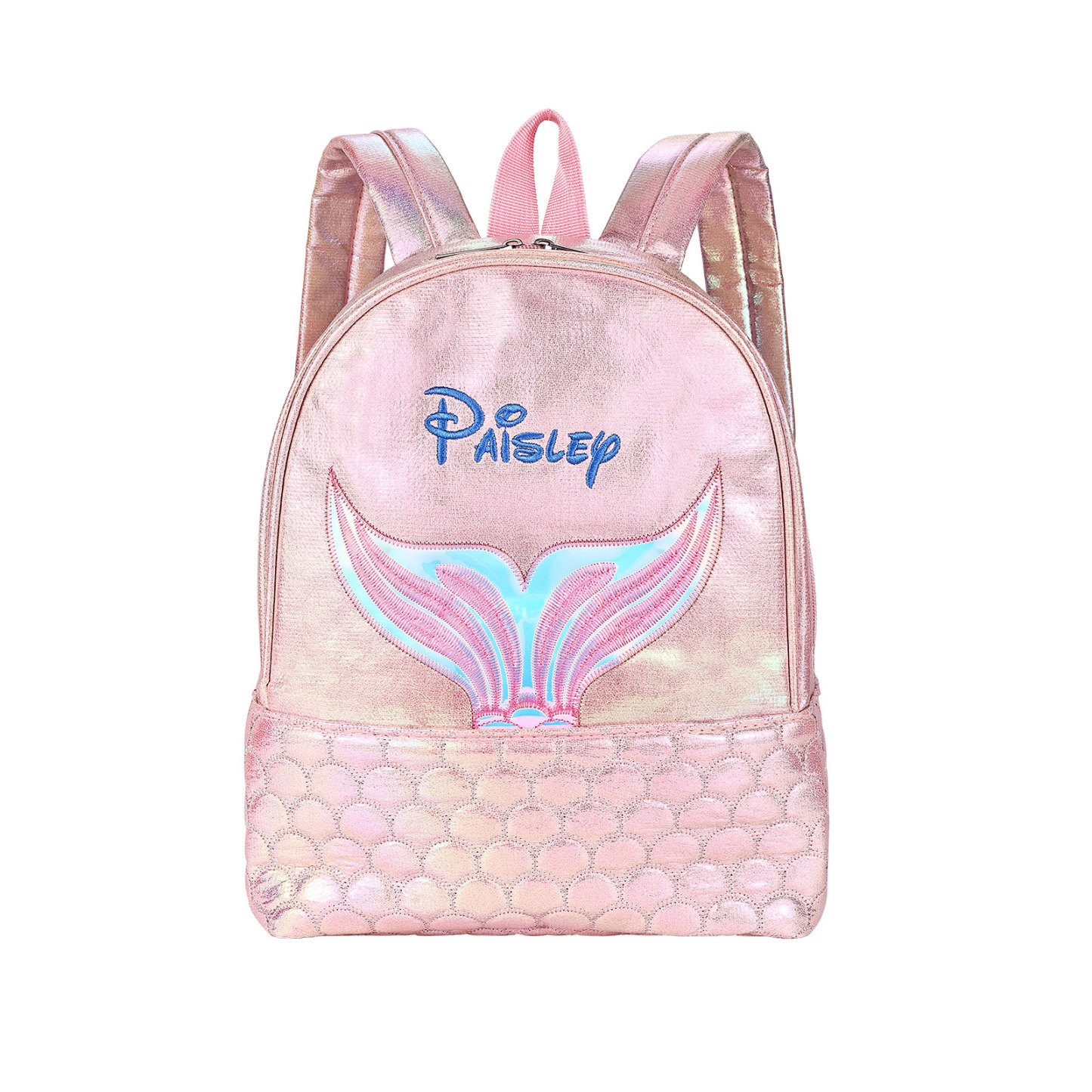 Personalised Embroidery Name Girls Holographic Quilted Pattern Fish Tail Decor Classic Backpack Gift for Kids