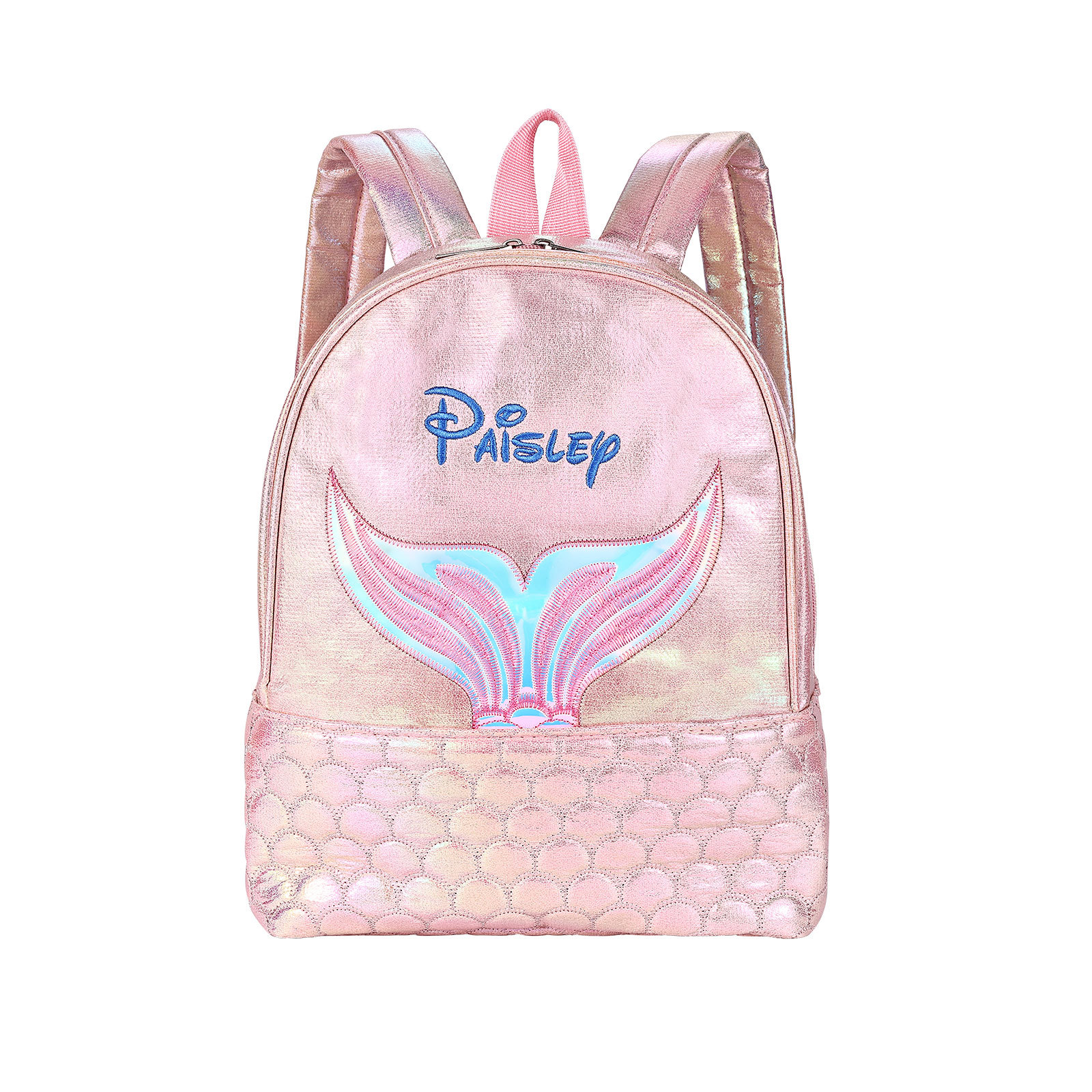 Personalised Embroidery Name Girls Holographic Quilted Pattern Fish Tail Decor Classic Backpack Gift for Kids