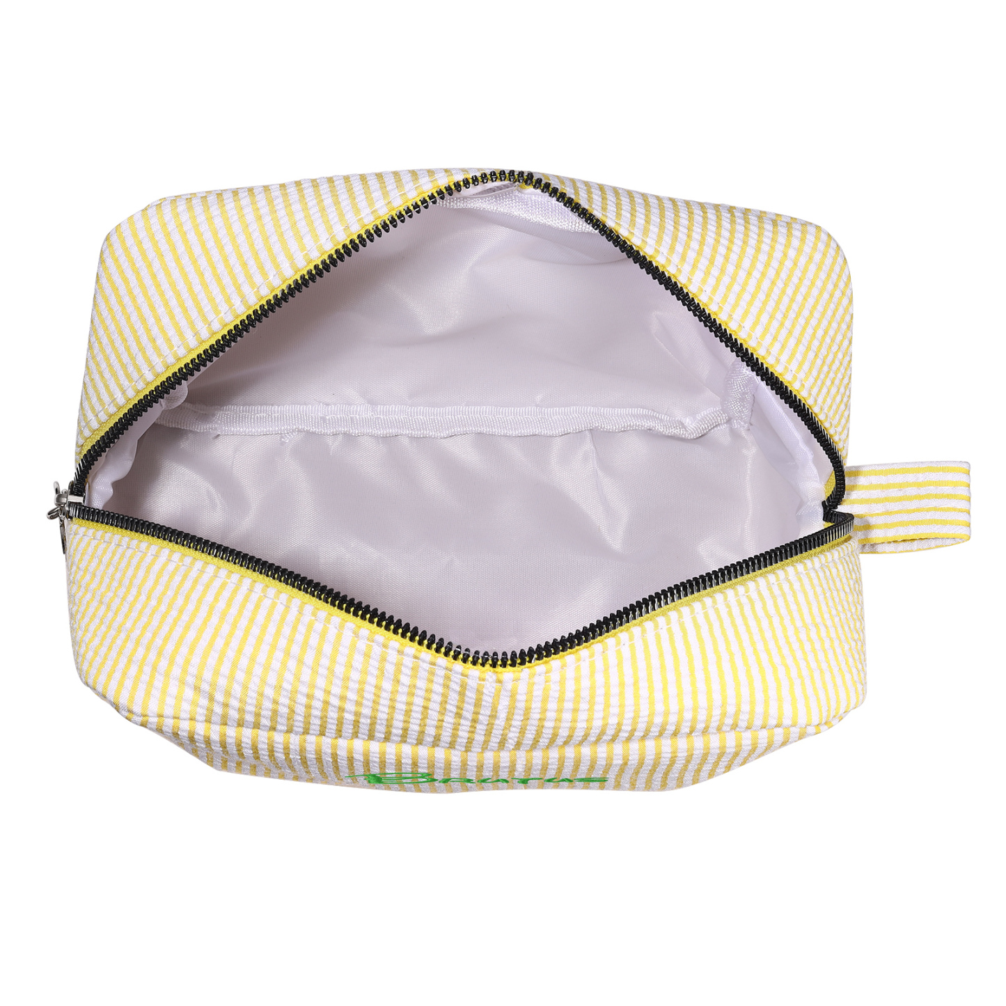 Striped Embroidered Cosmetic Case Personalised Name Makeup Bag Preppy Toiletry Pouch Seersucker Makeup Bag Bridal Sorority Gifts