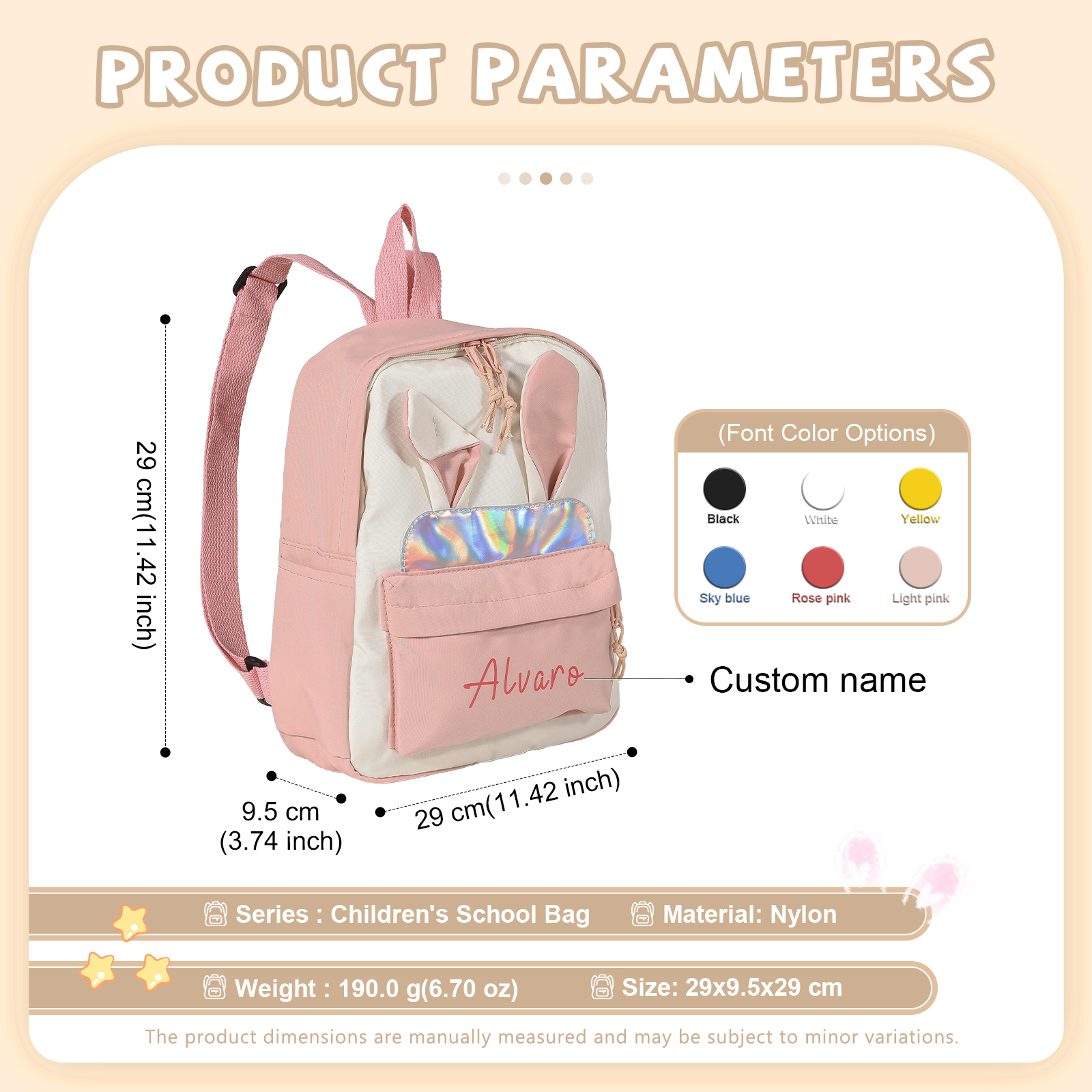 Personalised Bunny Ear Bag for Kids with Custom Name – Back to School Gift | Jessemade