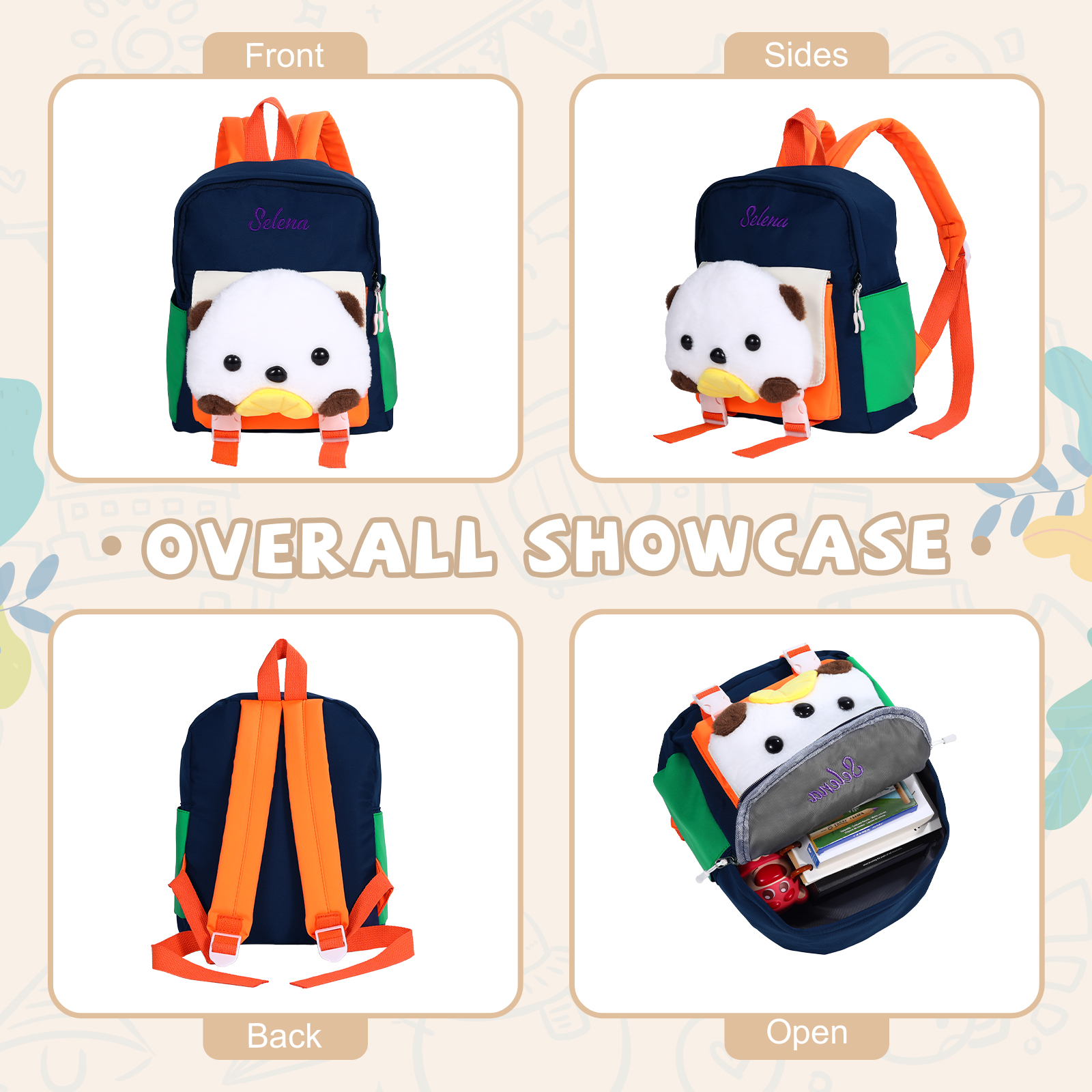 Personalised Kids Puppy Bag with Custom Name – Back to School Gift | Jessemade