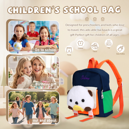 Personalised Kids Puppy Bag with Custom Name – Back to School Gift | Jessemade