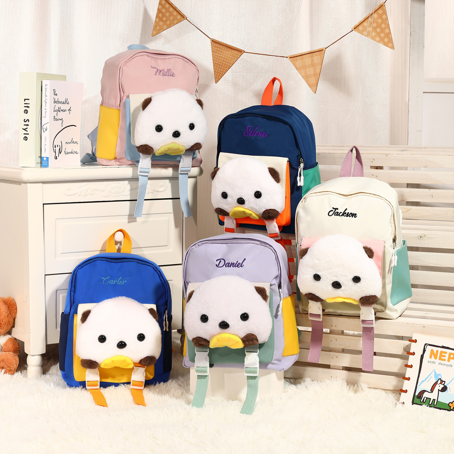 Personalised Kids Puppy Bag with Custom Name – Back to School Gift | Jessemade