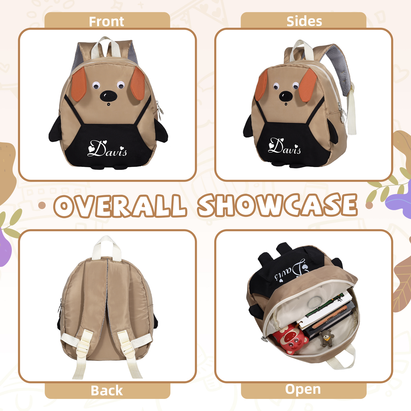 Personalised Kids Dog Backpack with Custom Name – Back to School Gift | Jessemade