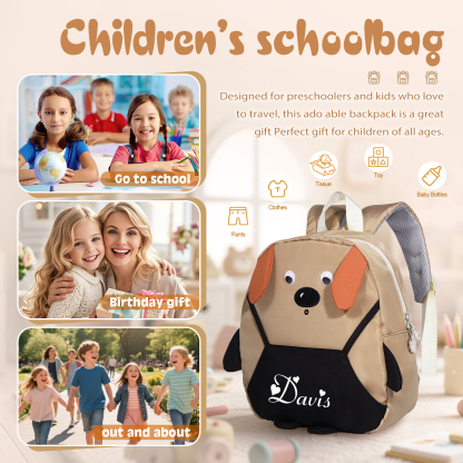 Personalised Kids Dog Backpack with Custom Name – Back to School Gift | Jessemade