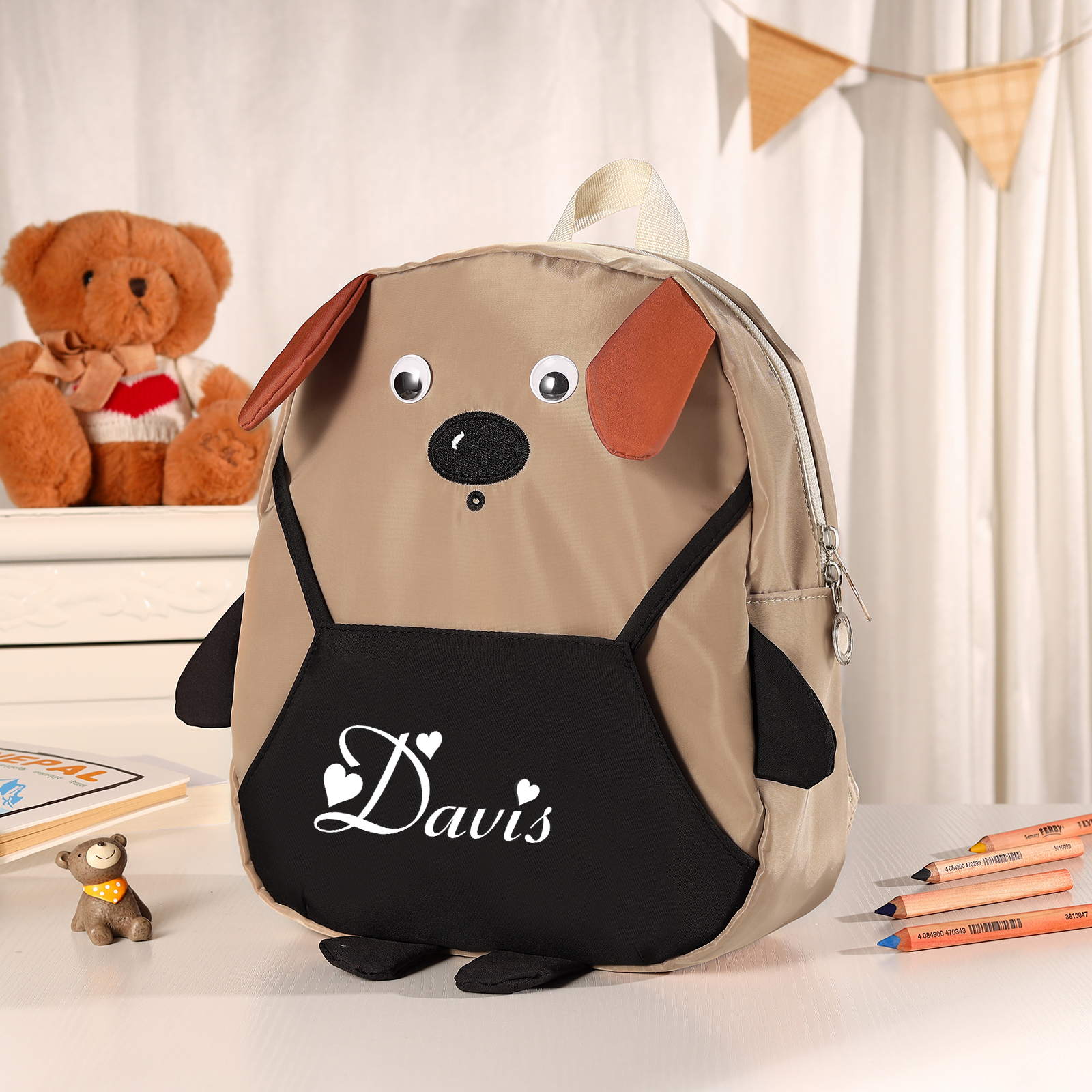 Personalised Kids Dog Backpack with Custom Name – Back to School Gift | Jessemade