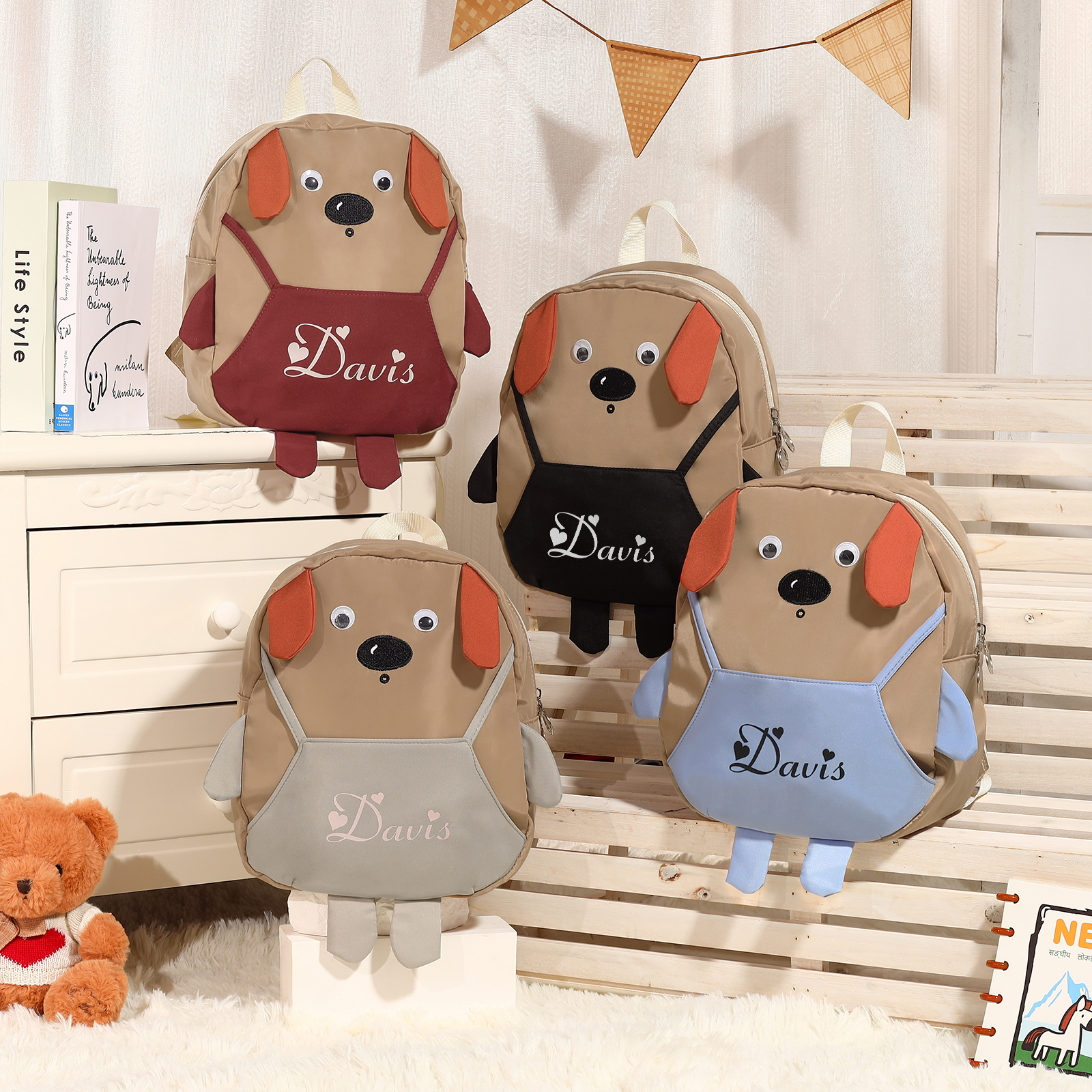 Personalised Kids Dog Backpack with Custom Name – Back to School Gift | Jessemade