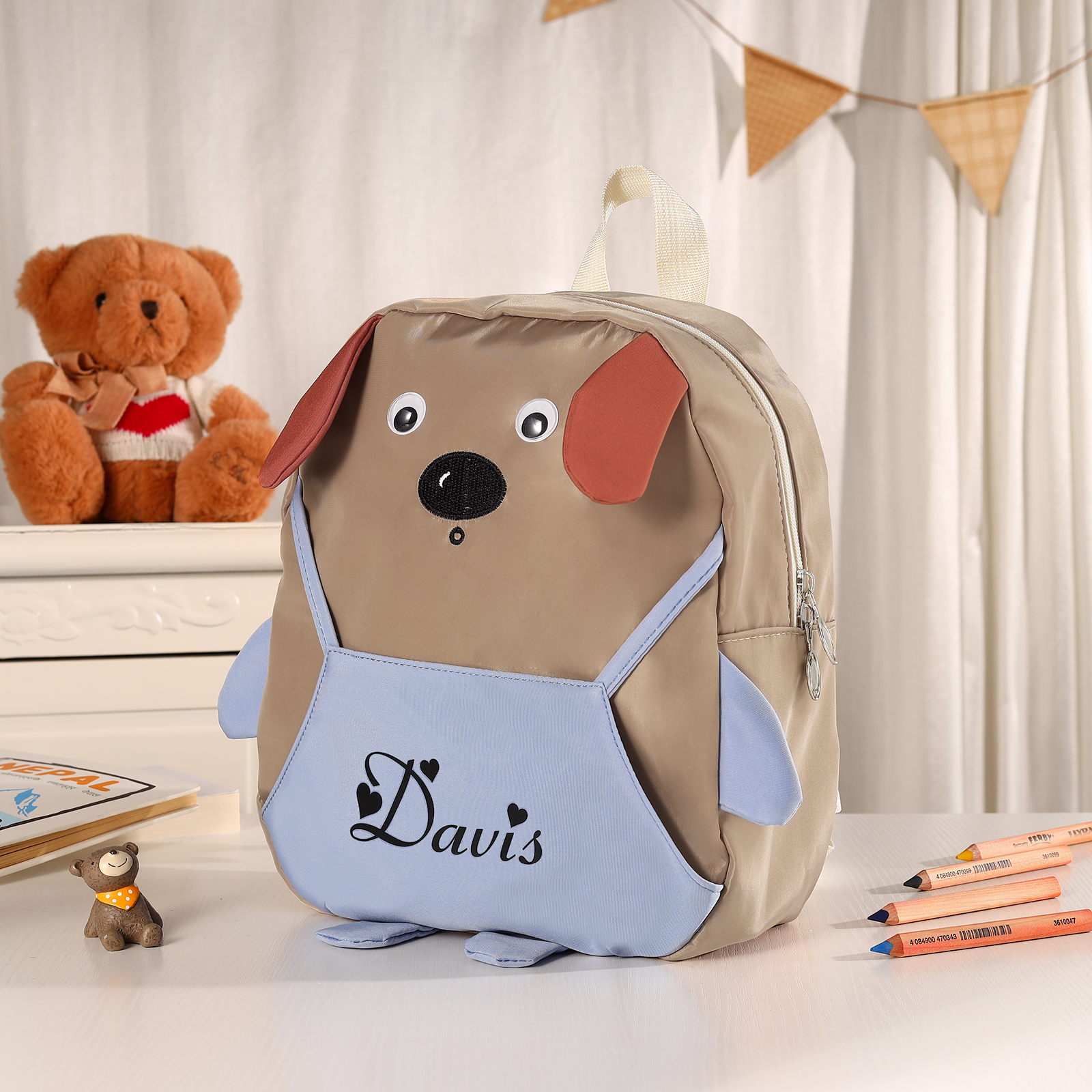 Personalised Kids Dog Backpack with Custom Name – Back to School Gift | Jessemade