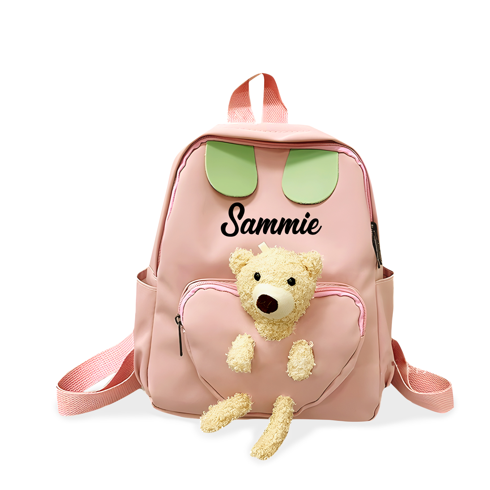Personalised Kids School Bag with Custom Name & Teddy Bear, Name Colour Choice | Jessemade
