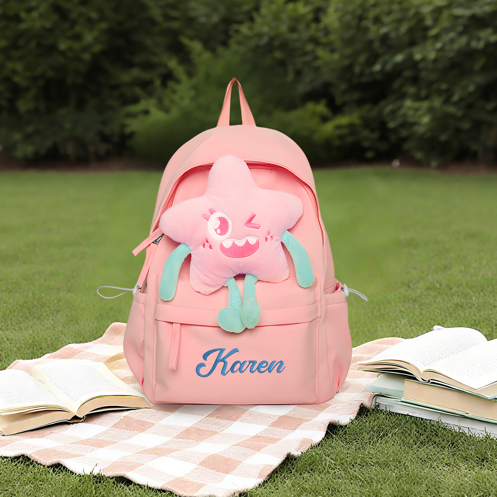 Personalised Star Backpack with 1 Custom Name and Colour, 5 Colours | Jessemade