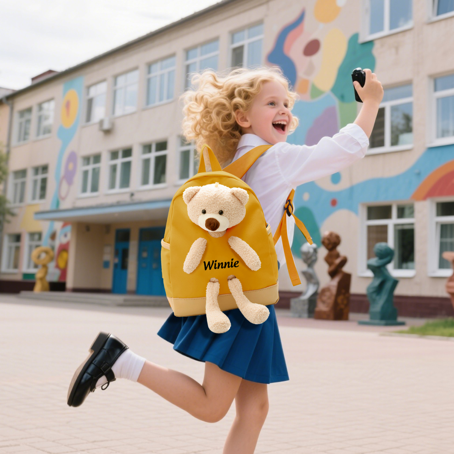 Personalised Teddy Bear Children's Backpack – Custom Name Rucksack, Cute Plush School Bag for Kids (Multiple Colours) – Back to School Gift | Jessemade