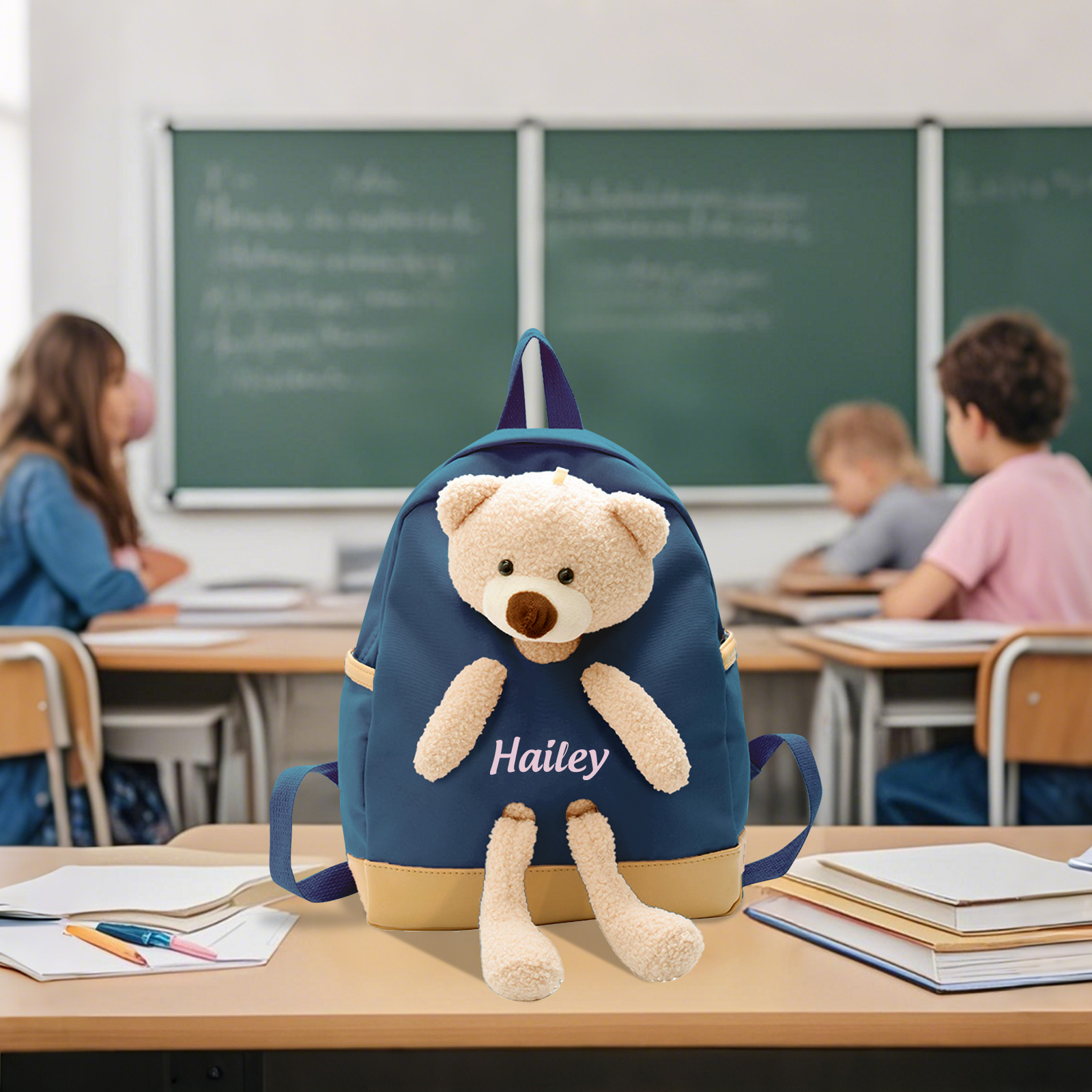 Personalised Teddy Bear Children's Backpack – Custom Name Rucksack, Cute Plush School Bag for Kids (Multiple Colours) – Back to School Gift | Jessemade