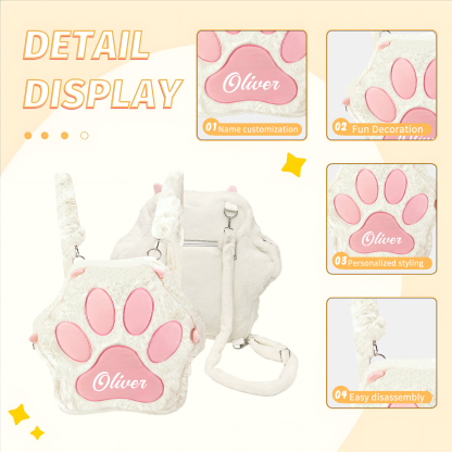 Personalised Cat Paw Backpack with Custom Name and Colour, 4 Styles | Jessemade