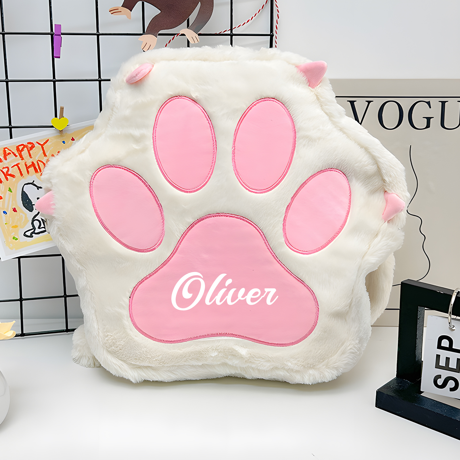 Personalised Cat Paw Backpack with Custom Name and Colour, 4 Styles | Jessemade