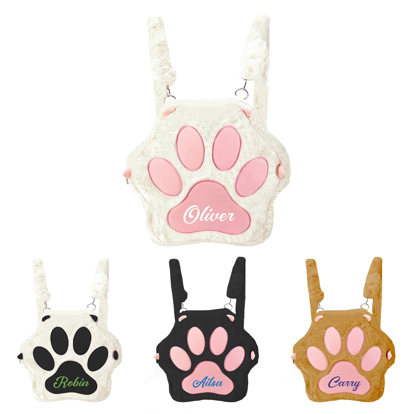 Personalised Cat Paw Backpack with Custom Name and Colour, 4 Styles | Jessemade
