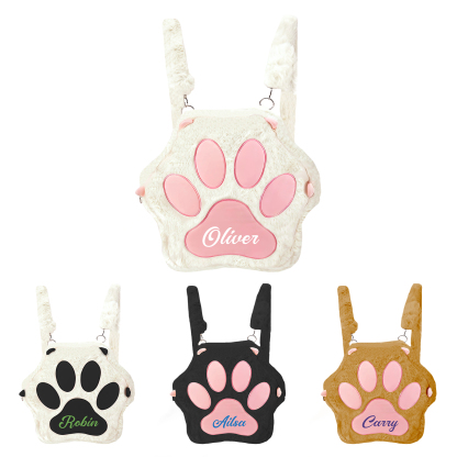 Personalised Cat Paw Backpack with Custom Name and Colour, 4 Styles | Jessemade