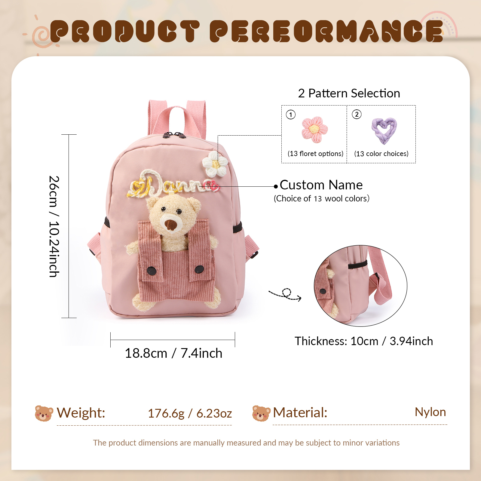 Personalised Teddy Bear Plush Backpack with Name and Choice of Colours | Back to School Gift for Children | Jessemade