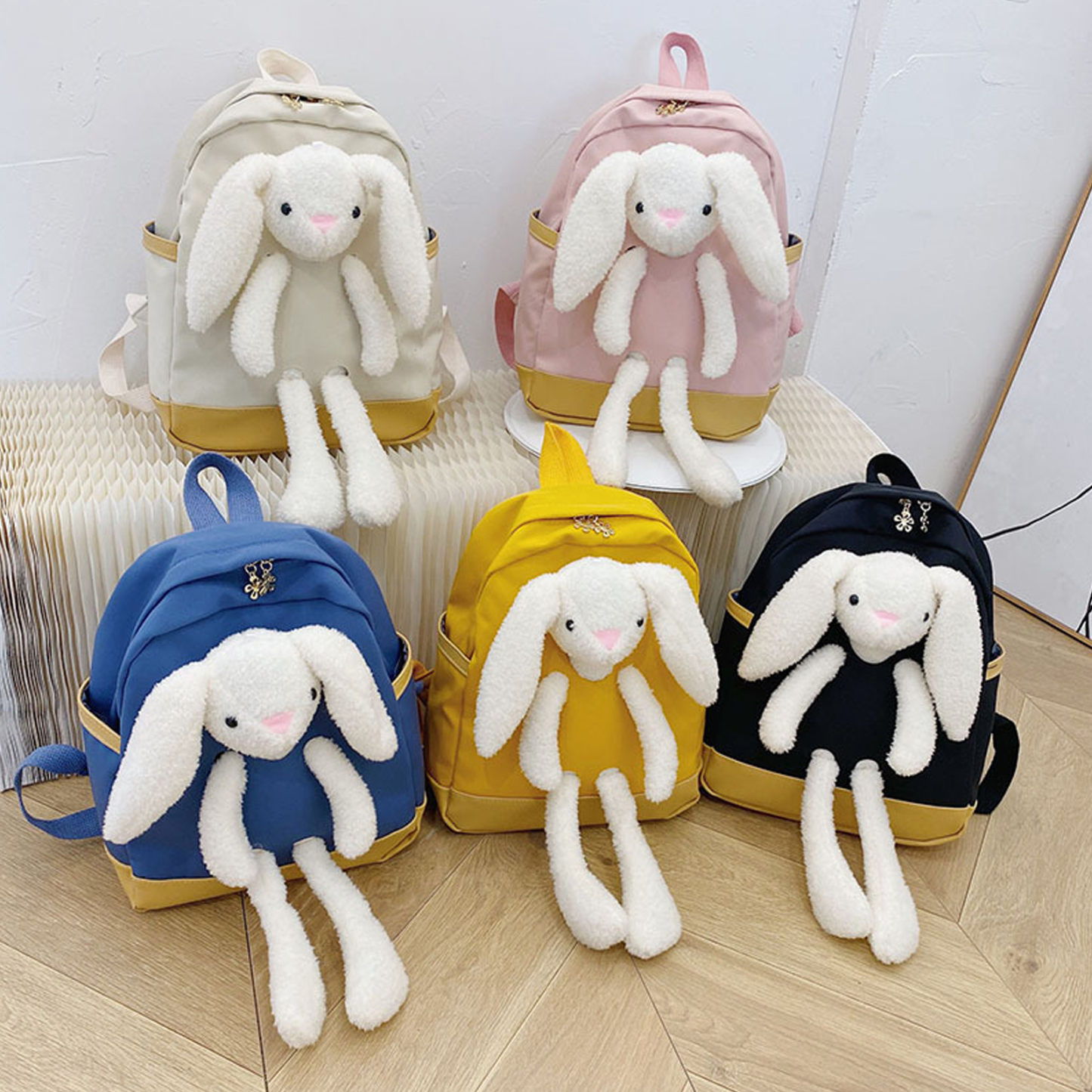 Personalised Backpack with Bunny Plush and 1 Custom Name – Back to School Gift | Jessemade