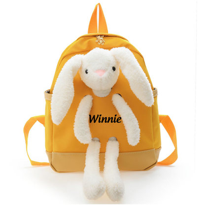 Personalised Backpack with Bunny Plush and 1 Custom Name – Back to School Gift | Jessemade